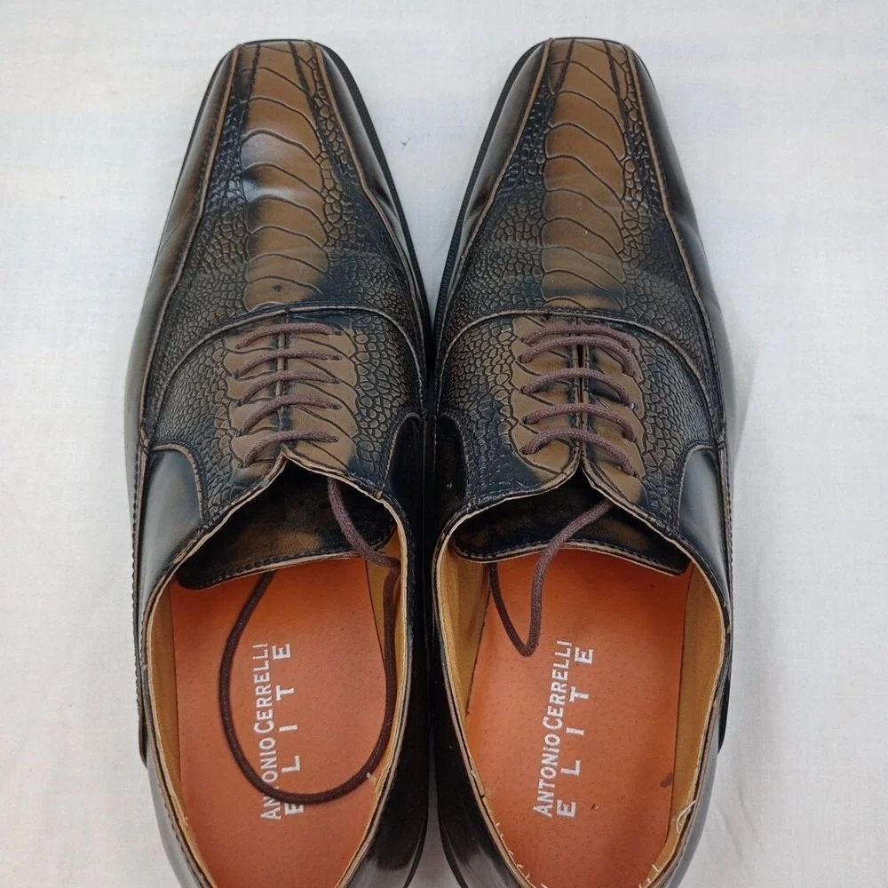 Antonio Cerrelli Men's 6424 Faux Leather Lace Up Dress Size 12 Shoes Brown Taupe